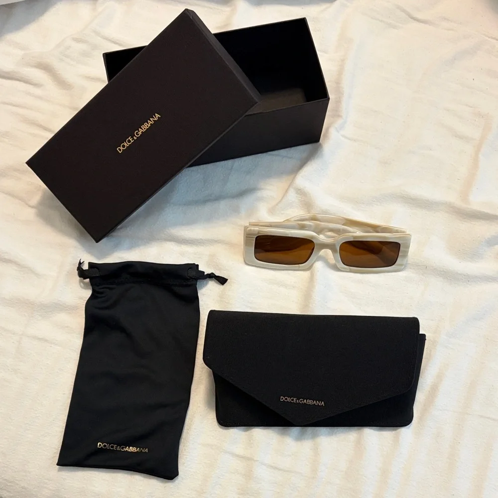Dolce & Gabbana Cream Frame Sunglasses with Brown Lenses